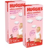 Scutece Huggies Ultra Comfort Virtual Pack 5, Girl, 12-22 kg, 112 buc