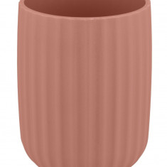 Suport periute si pasta de dinti, Wenko, Agropoli, 7.5 x 7.5 x 10 cm, plastic, roz