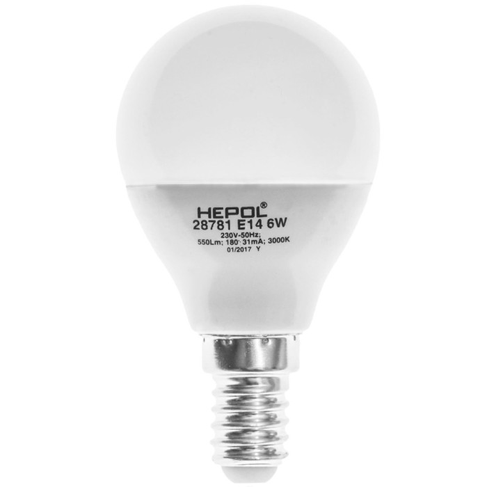 Bec LED Hepol mini E14 6W 550lm lumina calda 3000 K, dimabil