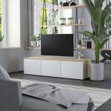 Comoda TV, alb si stejar Sonoma, 120 x 34 x 30 cm, PAL GartenMobel Dekor, vidaXL