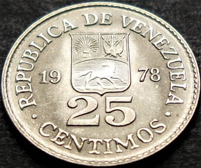 Moneda 25 CENTIMOS - VENEZUELA, anul 1978 *cod 648 A = UNC foto