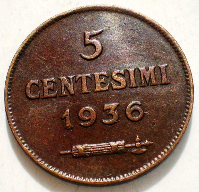A.005 SAN MARINO 5 CENTESIMI 1936