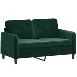 Cumpara ieftin Canapea cu 2 locuri, verde inchis, 120 cm, catifea