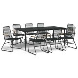 Cumpara ieftin Set cu masa pentru gradina, 9 piese, negru, ratan PVC