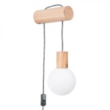 Lampă De Perete Nimbi Din Lemn Natural/Alb/Negru, Lemn/Sticlă, 1 Bec, Minge Mansardă De Interior.
