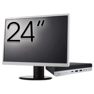 Pachet Calculator Second Hand HP EliteDesk 800 G5 Mini PC, Intel Core i5-9500T 2.20 - 3.70GHz, 8GB DDR4, 256GB SSD + Monitor 24&amp;amp;quot; NewTechnology Me foto