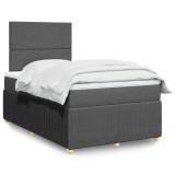 vidaXL Pat box spring cu saltea, gri &icirc;nchis, 120x190 cm, textil 3294289