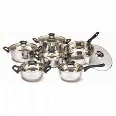 Set oale inox FLORIA ZLN-1167, 12 piese, Manere bachelita, Fund dublu, Potrivit pentru toate sursele de caldura, inclusiv inductie - ZLN1167 foto