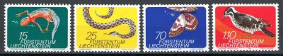 Liechtenstein 1974 609/12 MNH nestampilat - Fauna (II) foto