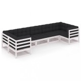 Set mobilier de gradina cu perne, 7 piese, lemn masiv de pin