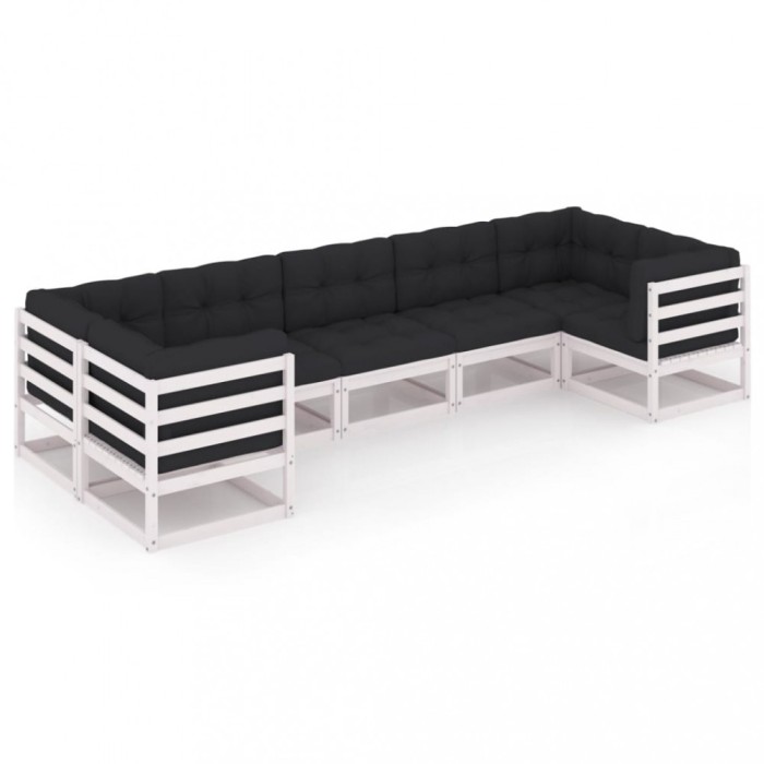 Set mobilier de gradina cu perne, 7 piese, lemn masiv de pin