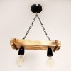 Lustra Vintage Lemn 2 Becuri E27, 35cm, Maro/Negru, Handmade, Rustic, Living/Terasa