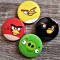Insigne lot 4 piese Angry Birds Chuck Bomb Terence Pig Rovio Games 4 cm diametrul desene animate personaje