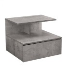 Noptiera montabila pe perete, un sertar, o polita, 40x35x31 cm, PAL, aspect gri beton