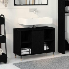 vidaXL Dulap de Baie cu ușă Stejar negru 80 x 33 x 60 cm Lemn compozit 873894