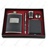 Set cadou pentru barbati &ndash; Plosca/Pahar/Tabachiera/Pix &ndash; Negru