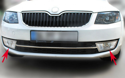 Ornamente cromate pentru proiectoare/faruri ceata Skoda Octavia 3, III 2013-2016 foto