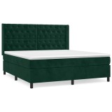 Cumpara ieftin Pat box spring cu saltea, verde inchis, 160x200 cm, catifea