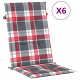 Cumpara ieftin Perne scaun spatar inalt 6 buc. rosu carouri 120x50x3 cm textil