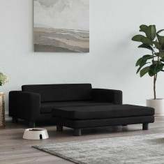 vidaXL Pat pentru c&acirc;ini cu extensie, negru, 100x50x30 cm, catifea 172023