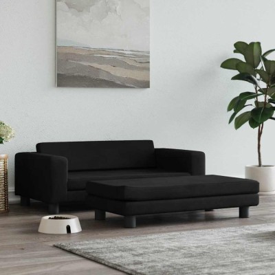 vidaXL Pat pentru c&amp;acirc;ini cu extensie, negru, 100x50x30 cm, catifea 172023 foto