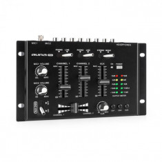Auna Pro TMX-2211, MKII, DJ-Mixer, 3/2 canale, crossfader, talkover, montare pe raft, negru foto
