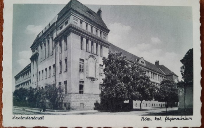 Carte postala, Satu Mare, scoala romano catolica, perioada interbelica