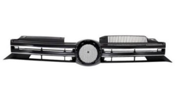 Grila masca radiator VW Golf 6 (5k), 10.2008-, Fata, cu 2 ornamente cromate; deschis; Negru stralucitor, Aftermarket foto