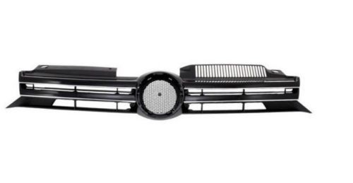 Grila masca radiator VW Golf 6 (5k), 10.2008-, Fata, cu 2 ornamente cromate; deschis; Negru stralucitor, Aftermarket
