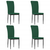 Scaune de bucatarie, 4 buc., verde inchis, catifea