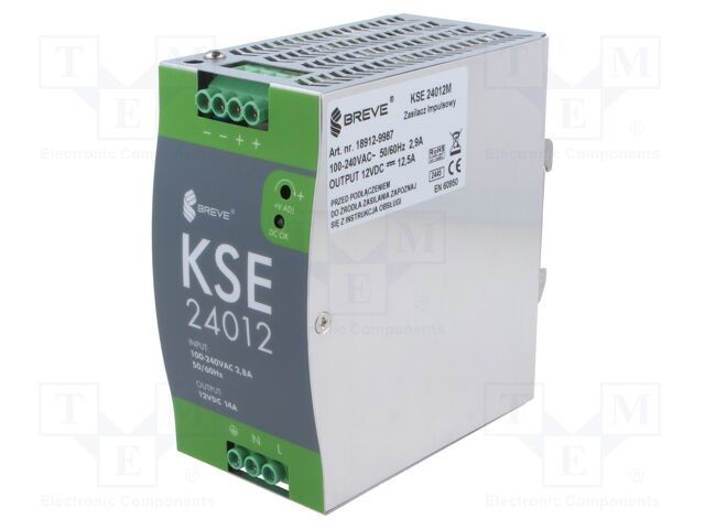 Alimentator pulsatoriu BREVE TUFVASSONS pentru şină DIN 168W 12VDC 14A IP20