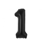 Balon folie sub forma de cifra, negru mat, 85 cm-Tip Cifra 1