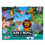 Puzzle Jumbo, Jungla animalelor, 48 piese mari, Carton, Multicolor, + 3 ani, Oem