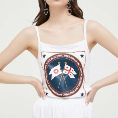 Love Moschino top femei, culoarea alb