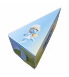 Cutie personalizata in forma de felie tort din carton de 250 gr model Strumfite 12 x 7 x 5 cm