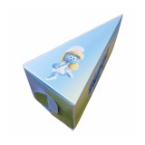 Cutie personalizata in forma de felie tort din carton de 250 gr model Strumfite 12 x 7 x 5 cm