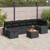Cumpara ieftin Set de canapele pentru grădină cu pernă 8 pcs Negru Rattan poli