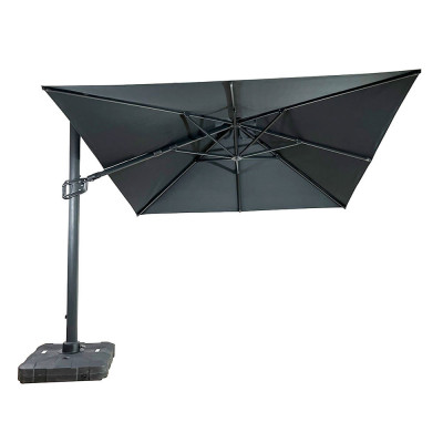 Umbrela de soare 3x3m pentru terasa si gradina, aluminiu, pliabila, culoare gri antracit, include suport de plastic foto