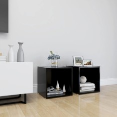 Comode TV, 2 buc., negru, 37x35x37 cm, PAL