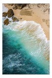 Tablou Canvas, "Valurile mării la țărmul nisipos", Ocean, Valuri, Nisip, St&acirc;nci, Liniște, Azur, Natură, Litoral, 26 x 39 cm, CMCLASS