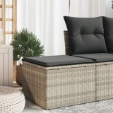 Gossi taburet de gradina cu perna gri deschis, 55x55x37 cm, poliratan