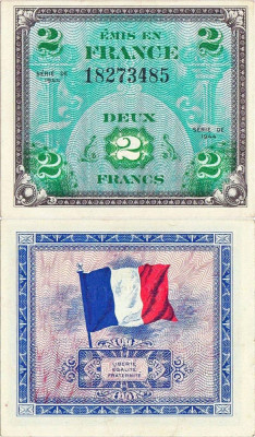 1944, 2 francs (P-114a) - Franța - stare UNC! foto