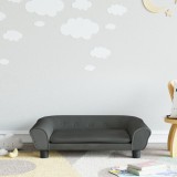 Canapea Copii vidaXL Gri &Icirc;nchis Catifea 70x45x26 cm - Mini Sofa Moale și Confortabilă, Cadru Lemn, +3 Ani