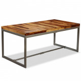 Masa de bucatarie, 180 cm, lemn masiv de acacia si otel