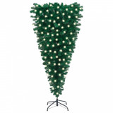 Pom de Crăciun artificial inversat cu LED-uri, verde, 180 cm