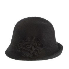 Palarie eleganta neagra cu floare aplicata