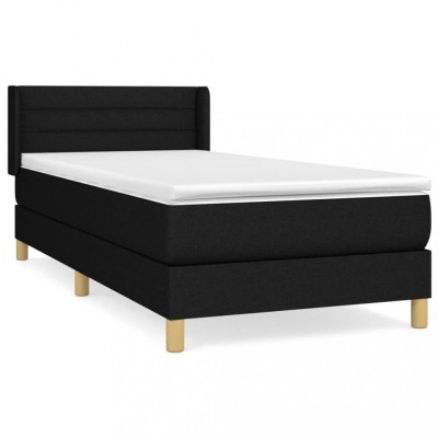 Pat box spring cu saltea, negru, 80x200 cm, textil foto