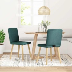 vidaXL Scaune de bucătărie, 2 buc., verde &icirc;nchis, material textil