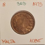 363 MAlta 1 Cent 1975, KM#8, excelenta