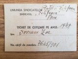 1948, Uniunea Sindicatelor Poștă și Telefoane, Tichet de cotizare, cu ștampile